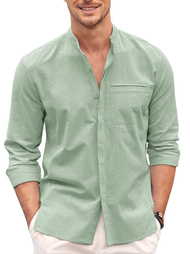 Camisa de Algodón de Manga Larga Corte Clásico