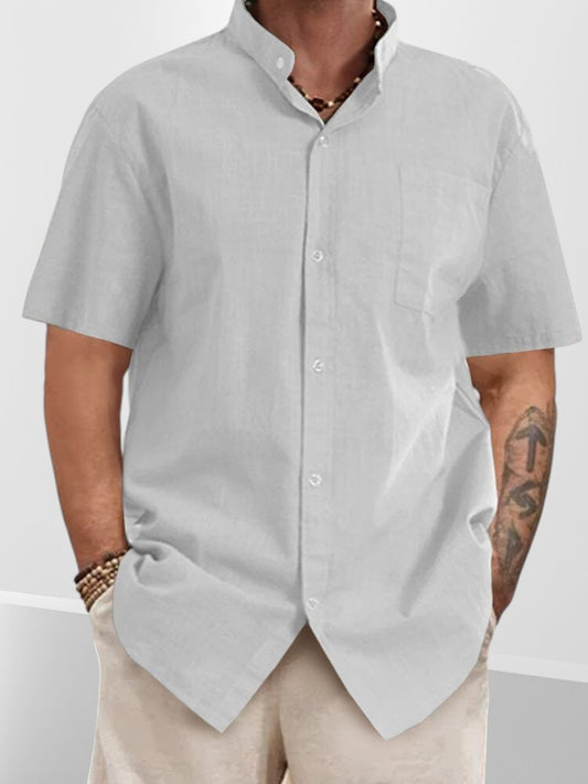 Camisa Informal de Cuello Alto 100% Algodón
