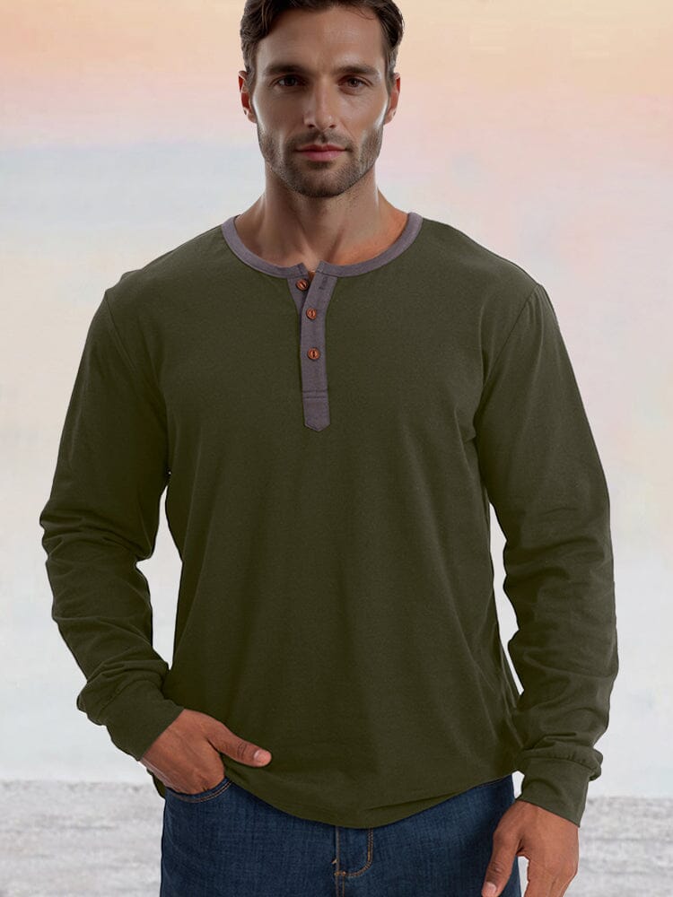 Camisa Henley Clásica de Algodón 100% Suave