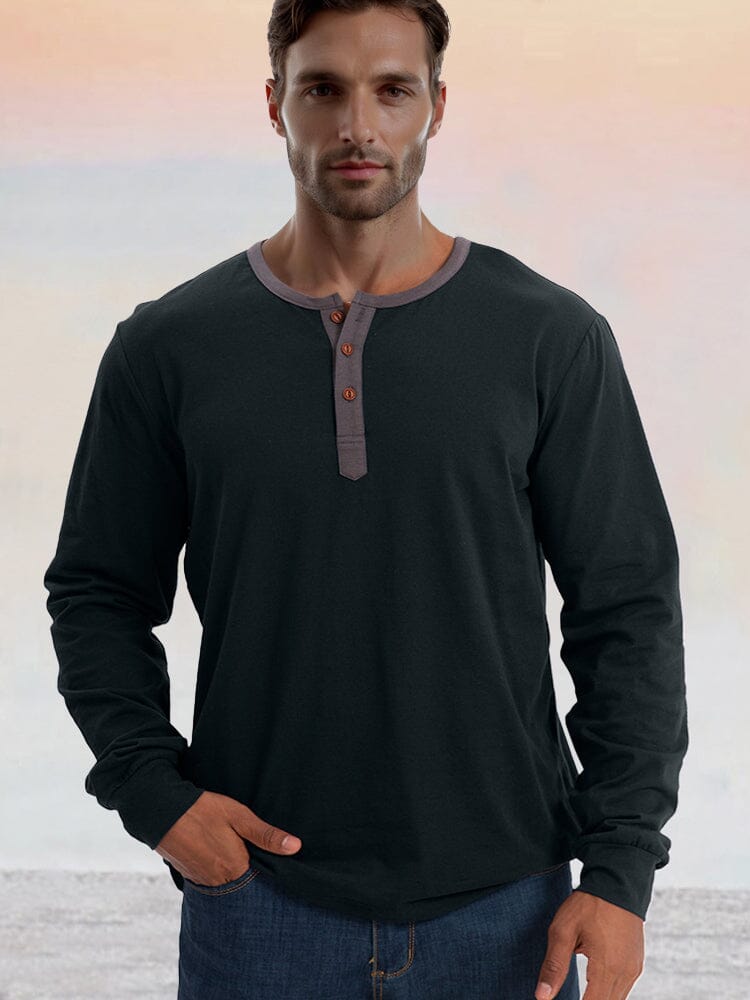 Camisa Henley Clásica de Algodón 100% Suave