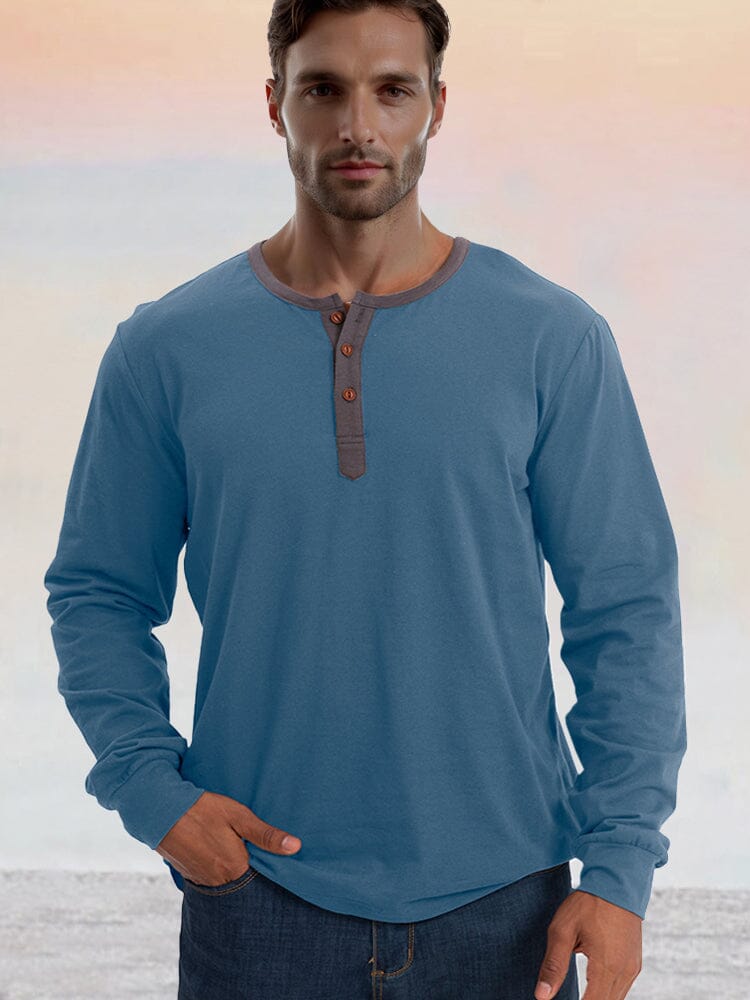 Camisa Henley Clásica de Algodón 100% Suave