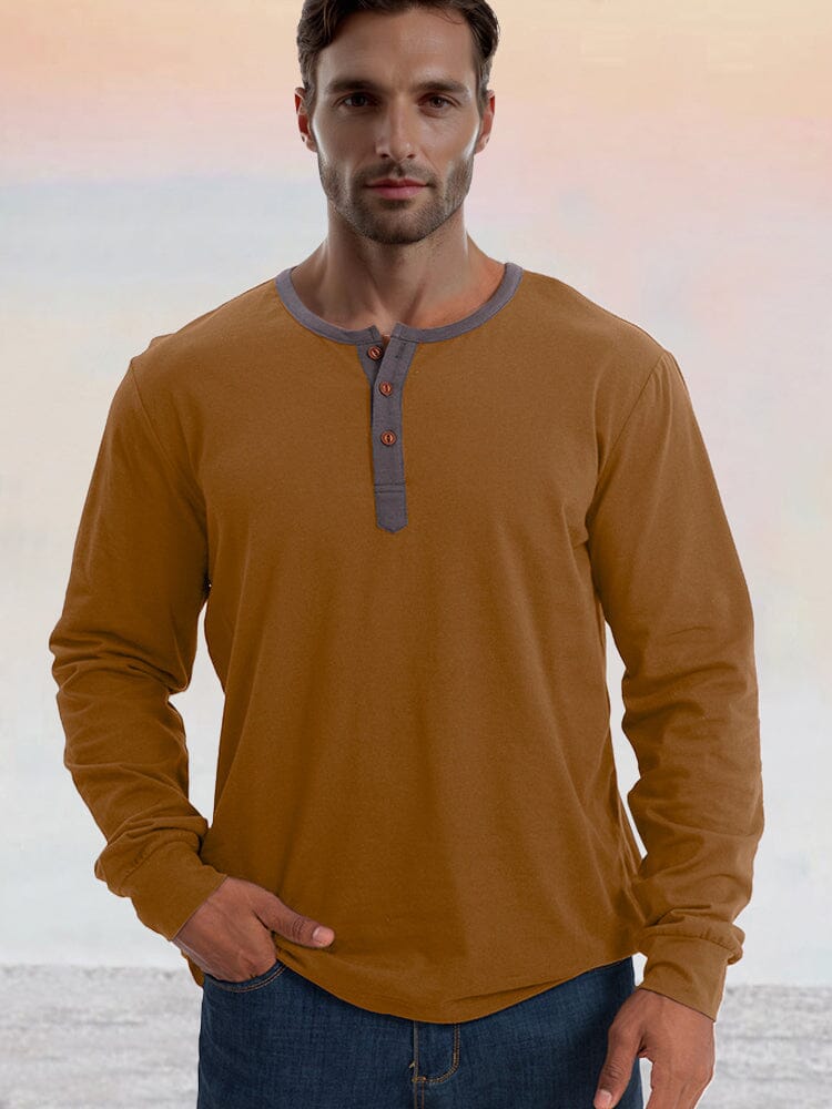 Camisa Henley Clásica de Algodón 100% Suave