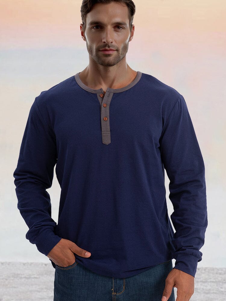Camisa Henley Clásica de Algodón 100% Suave