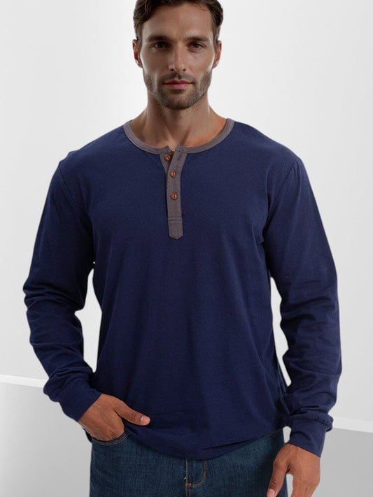 Camisa Henley Clásica de Algodón 100% Suave