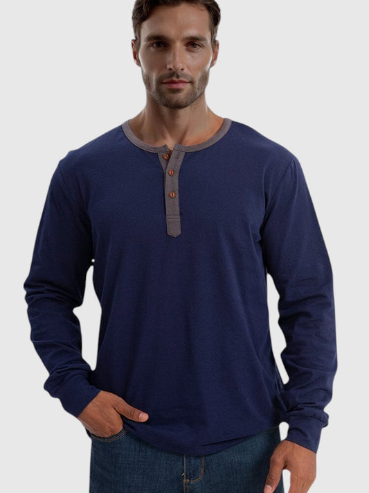 Camisa Henley Clásica de Algodón 100% Suave