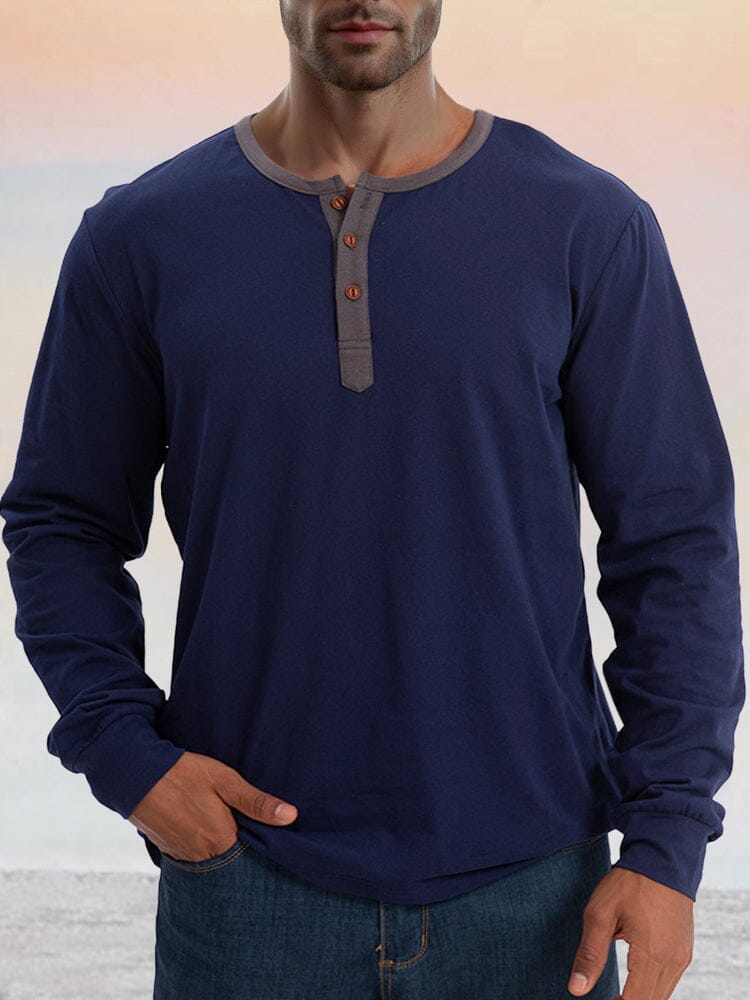 Camisa Henley Clásica de Algodón 100% Suave