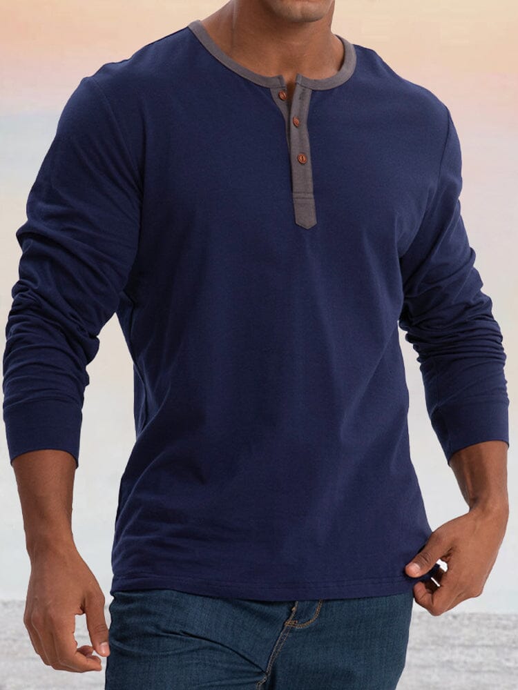 Camisa Henley Clásica de Algodón 100% Suave