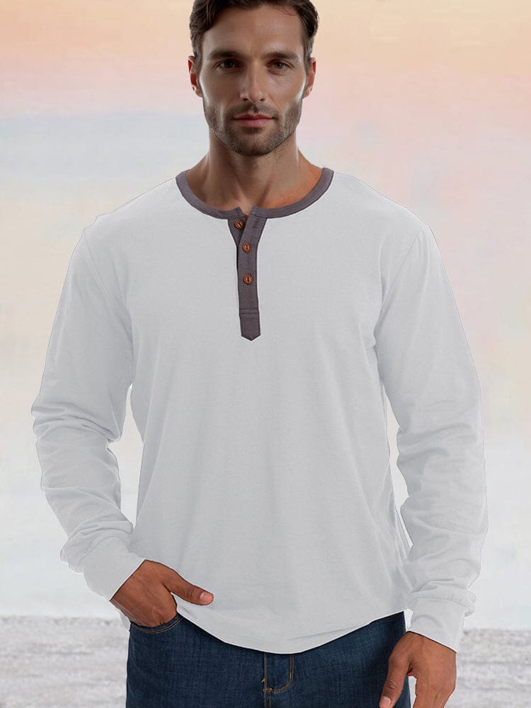Camisa Henley Clásica de Algodón 100% Suave