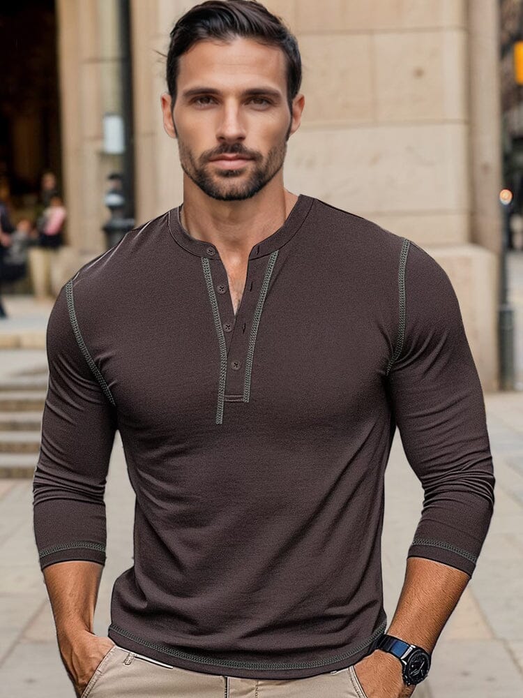 Camisa Henley de Algodón de Corte Regular