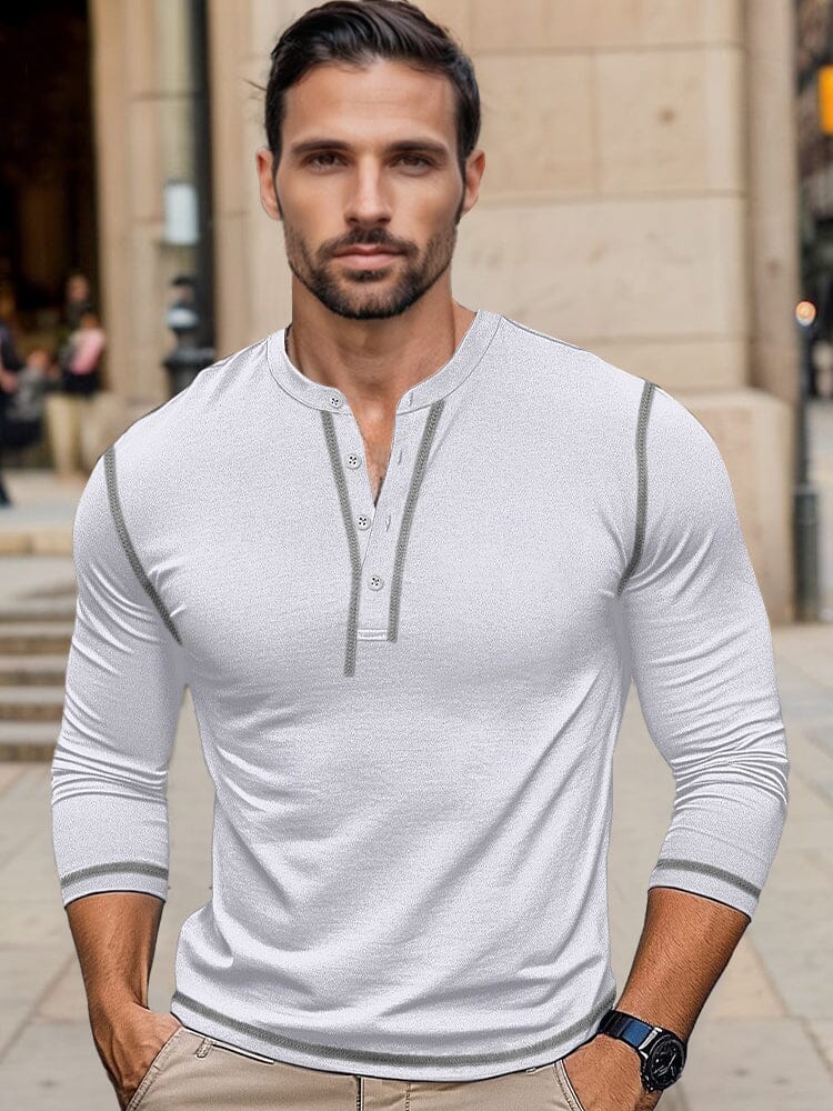 Camisa Henley de Algodón de Corte Regular