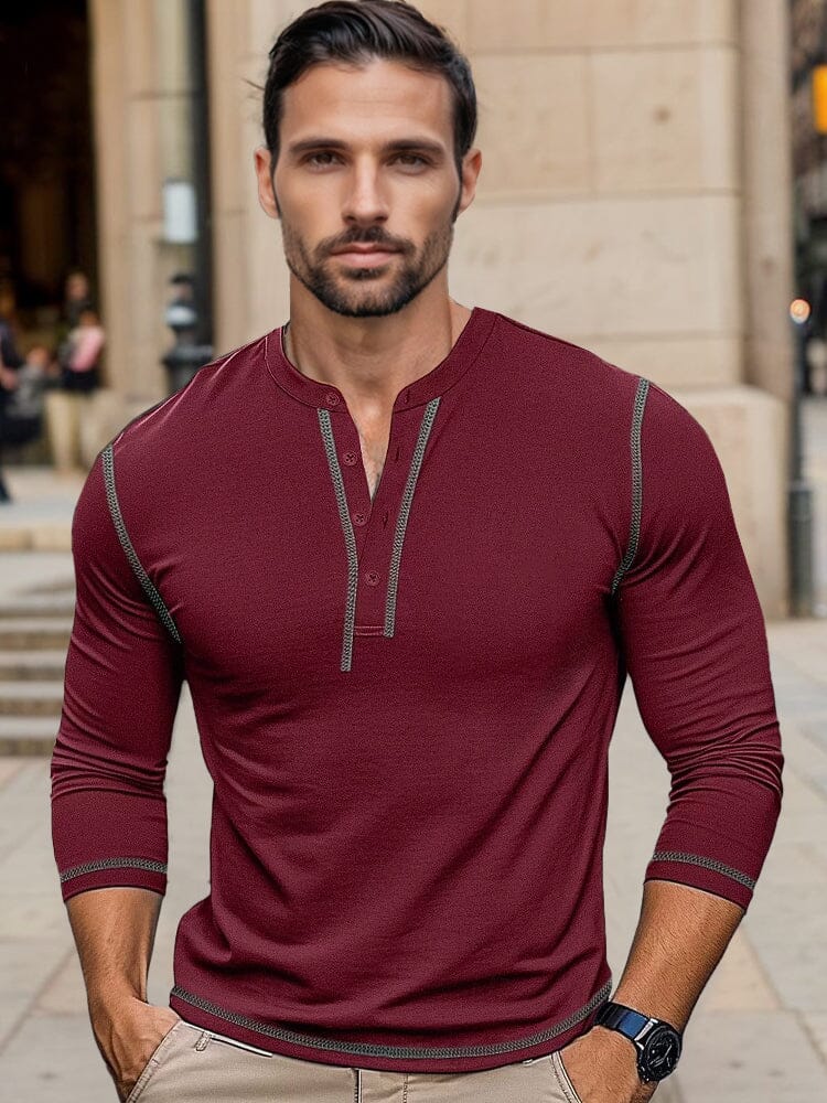 Camisa Henley de Algodón de Corte Regular