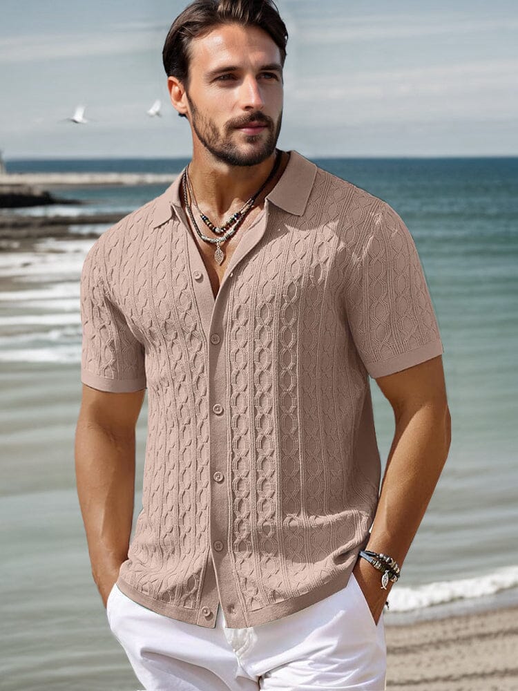 Camisa Moderna de Punto Trenzado Suave