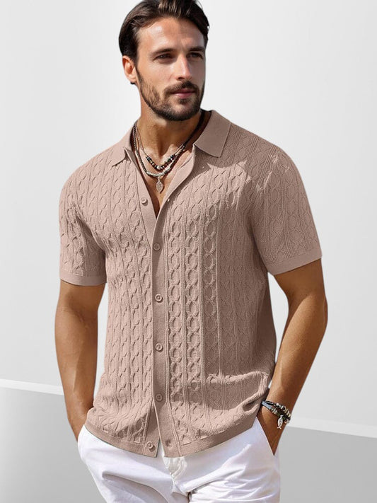 Camisa Moderna de Punto Trenzado Suave