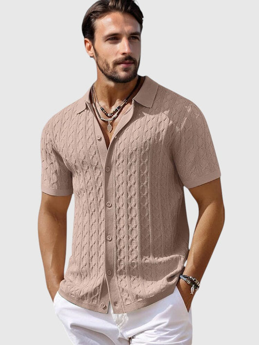 Camisa Moderna de Punto Trenzado Suave