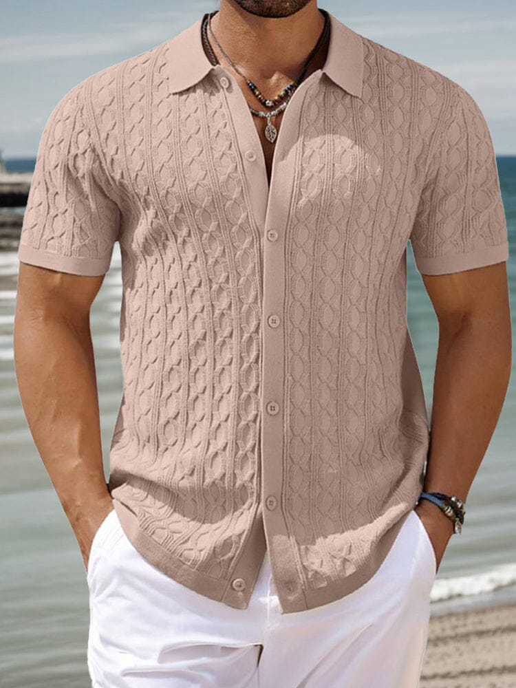 Camisa Moderna de Punto Trenzado Suave