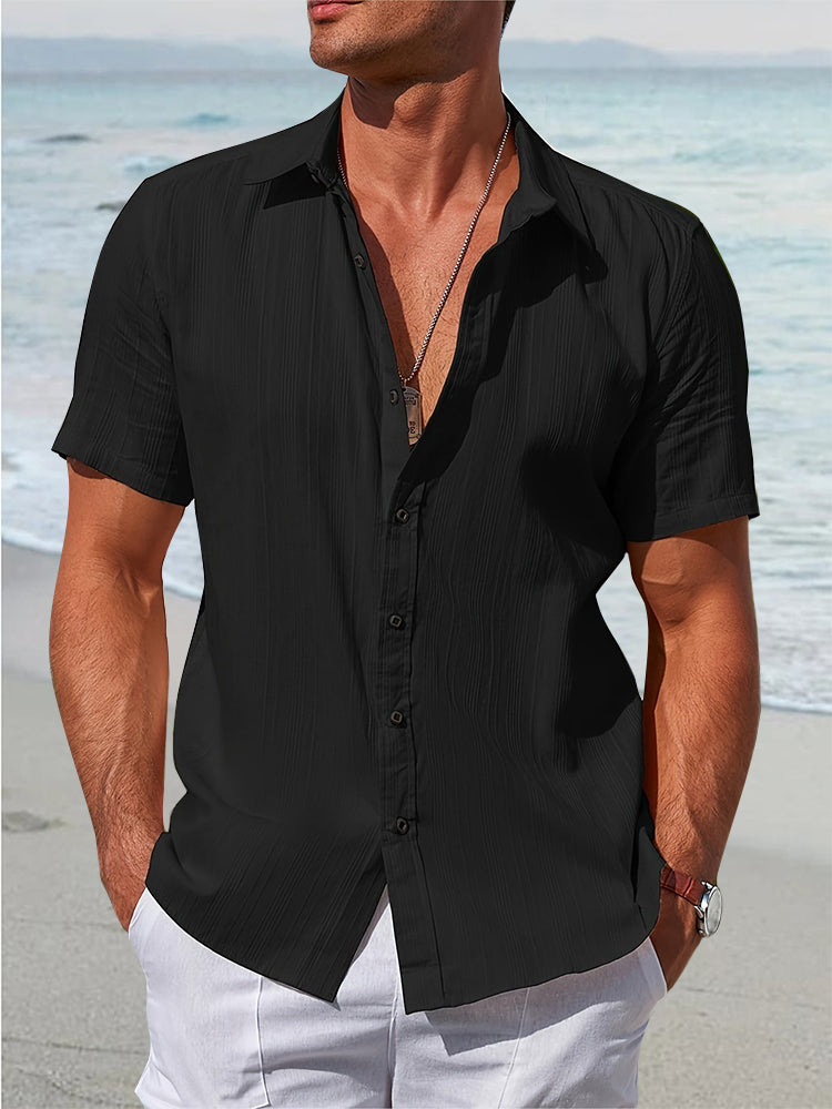 Camisa de Algodón Texturizada de Corte Holgado