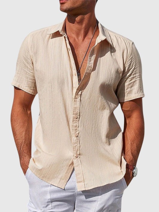 Camisa de Algodón Texturizada de Corte Holgado