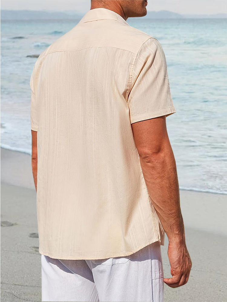 Camisa de Algodón Texturizada de Corte Holgado
