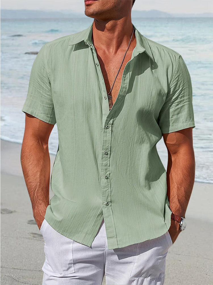 Camisa de Algodón Texturizada de Corte Holgado