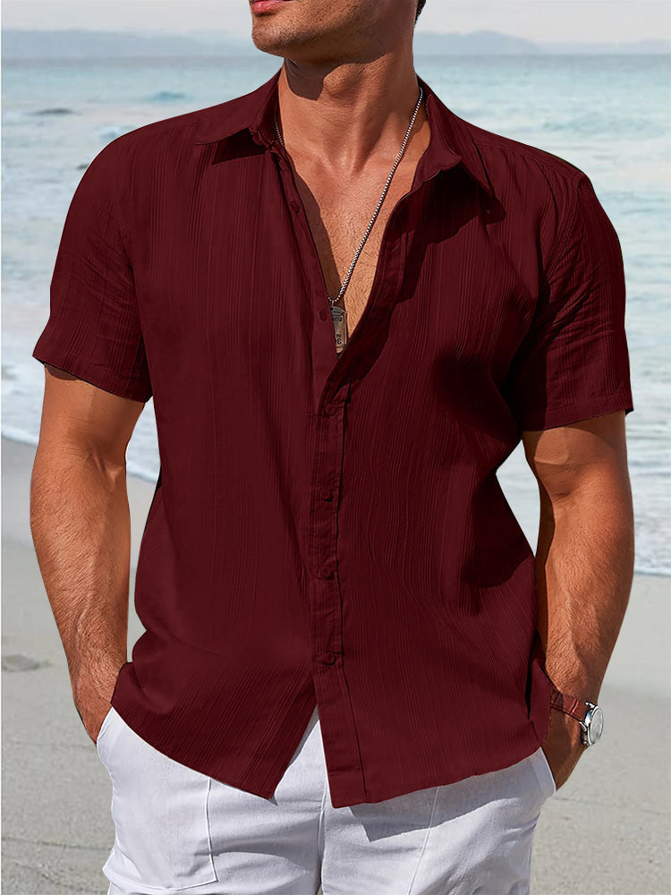 Camisa de Algodón Texturizada de Corte Holgado