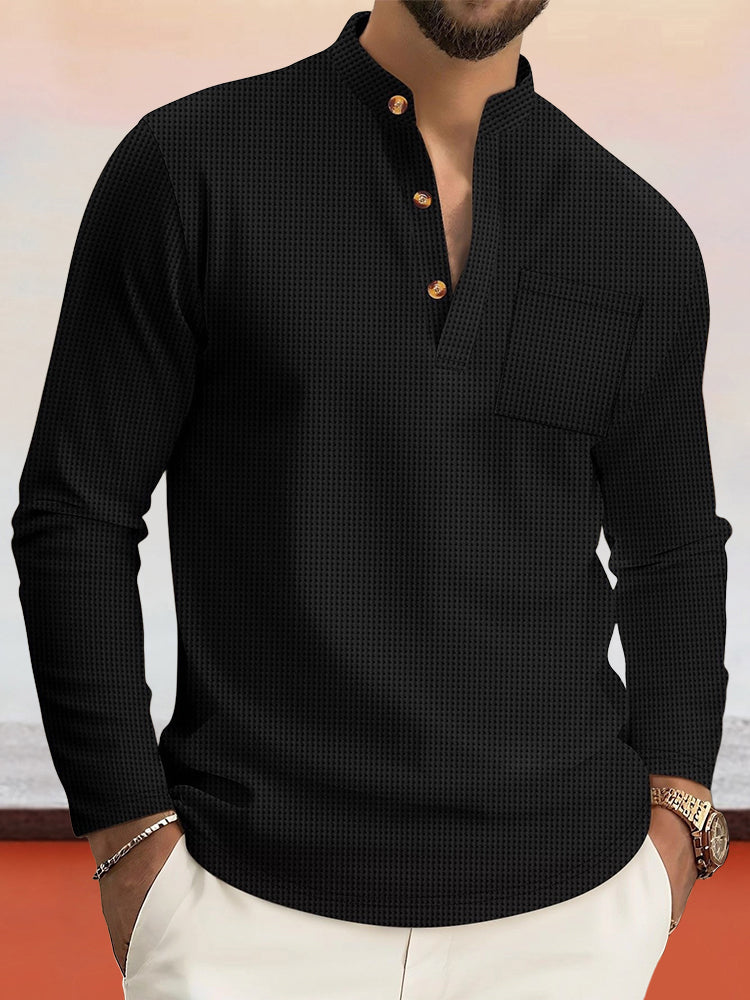 Camisa Henley Informal con Textura waffle