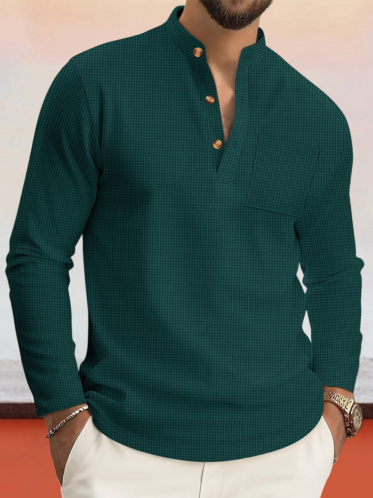 Camisa Henley Informal con Textura waffle