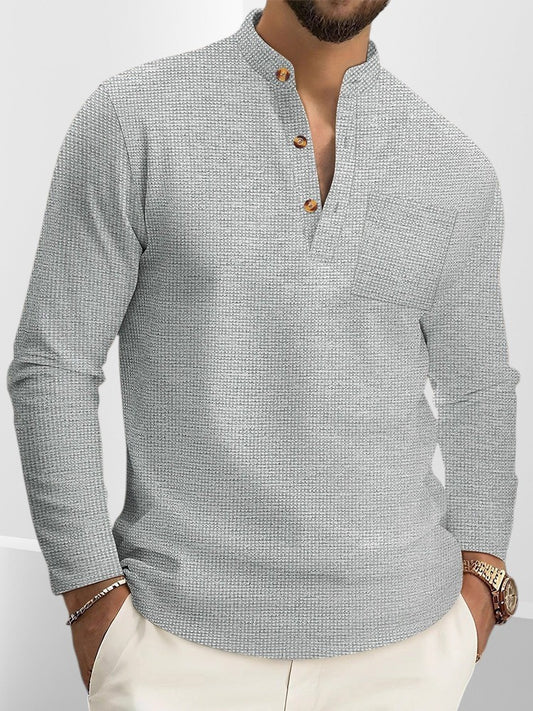 Camisa Henley Informal y Cómoda con Textura de Gofre