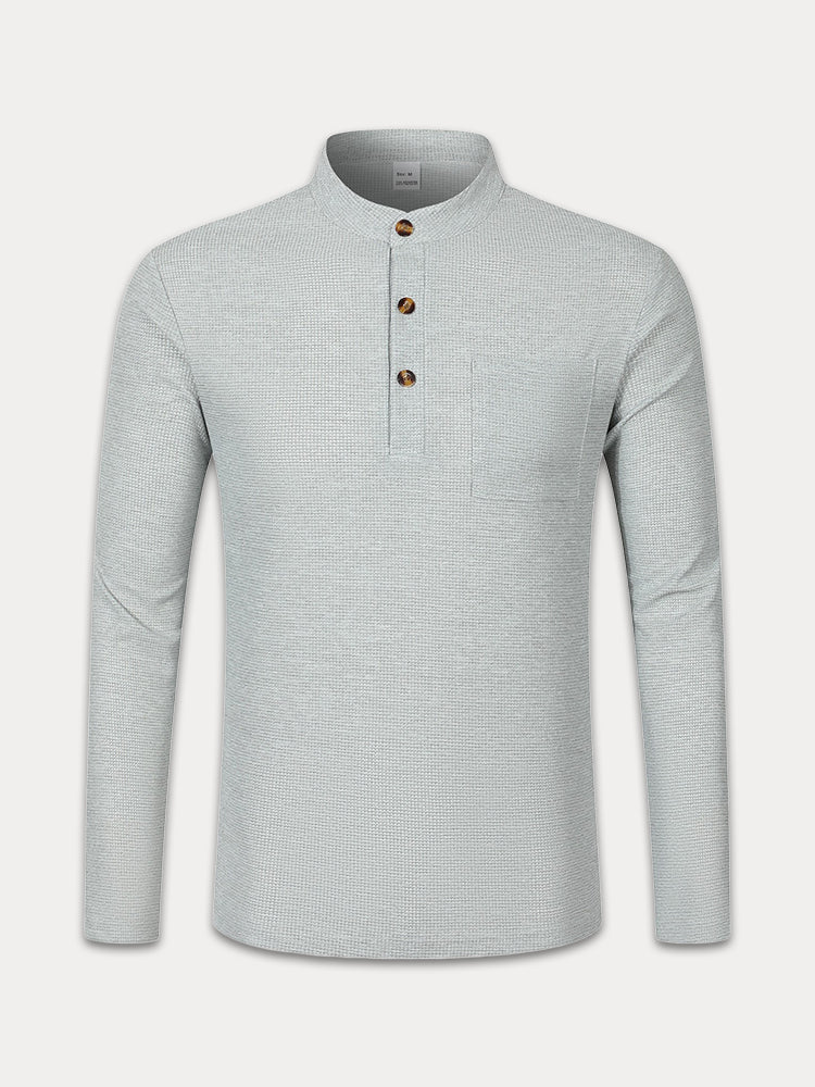 Camisa Henley Informal con Textura waffle