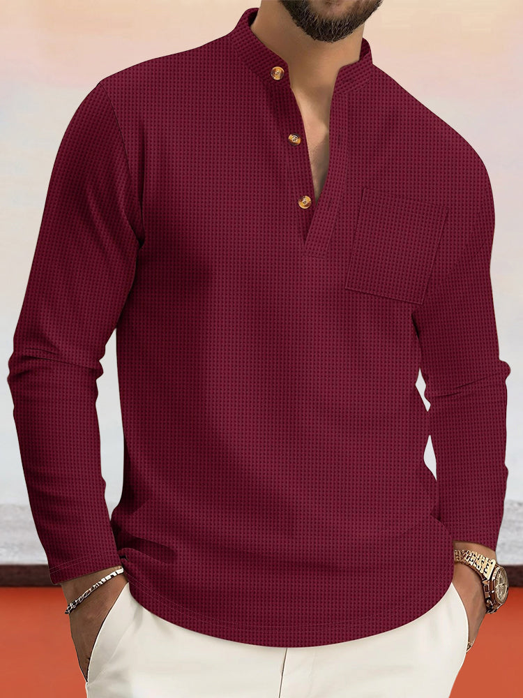 Camisa Henley Informal con Textura waffle