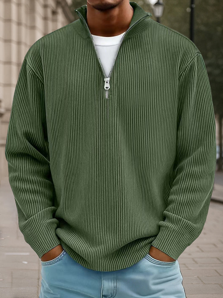 Sudadera Informal de Pana con Cuello Alto