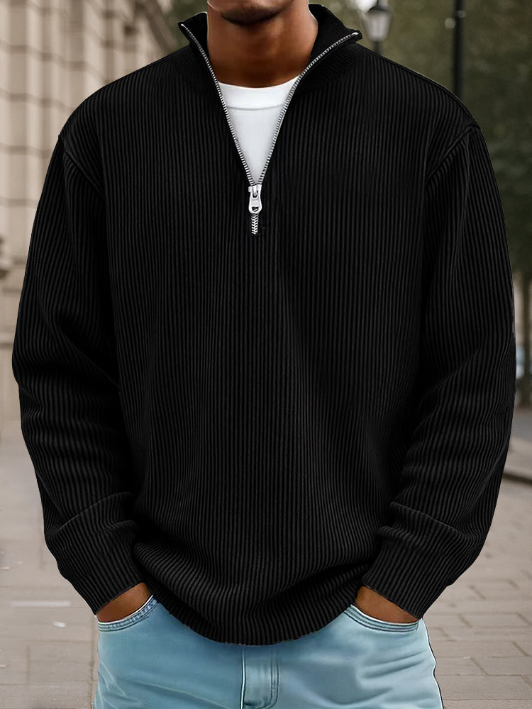 Sudadera Informal de Pana con Cuello Alto