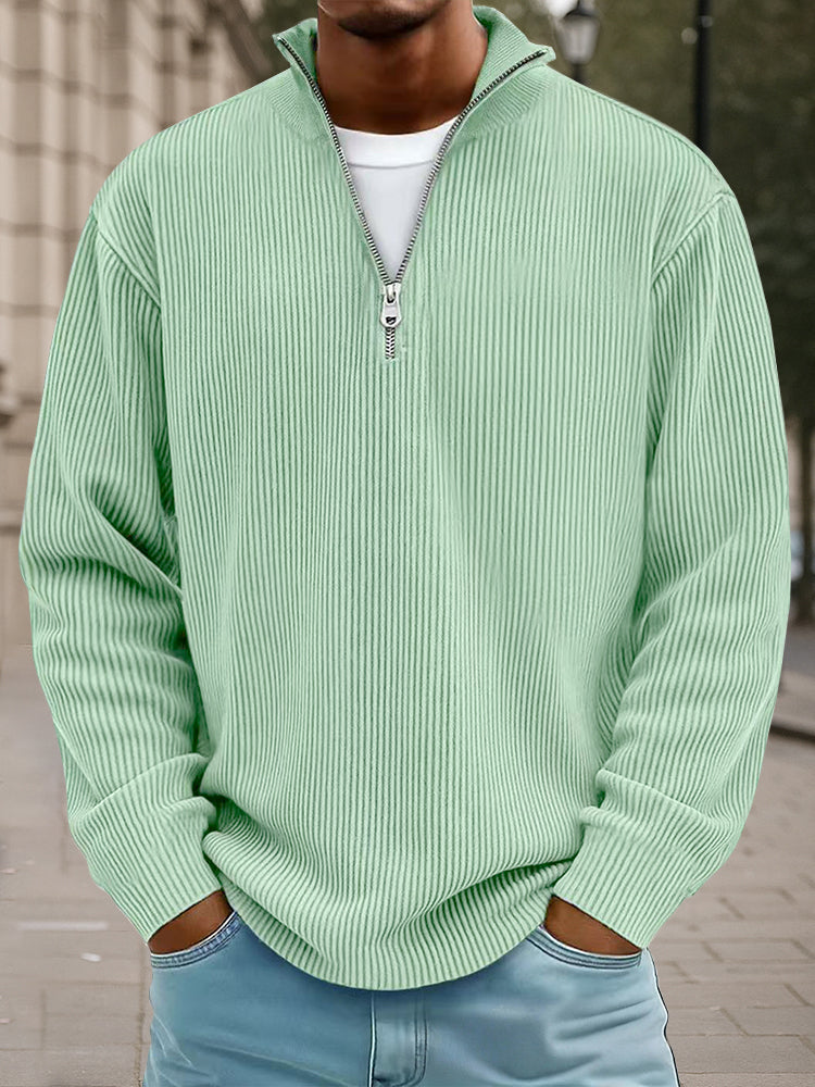 Sudadera Informal de Pana con Cuello Alto