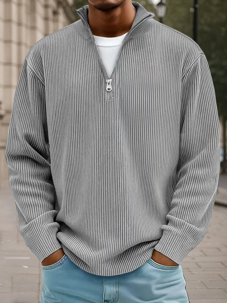 Sudadera Informal de Pana con Cuello Alto