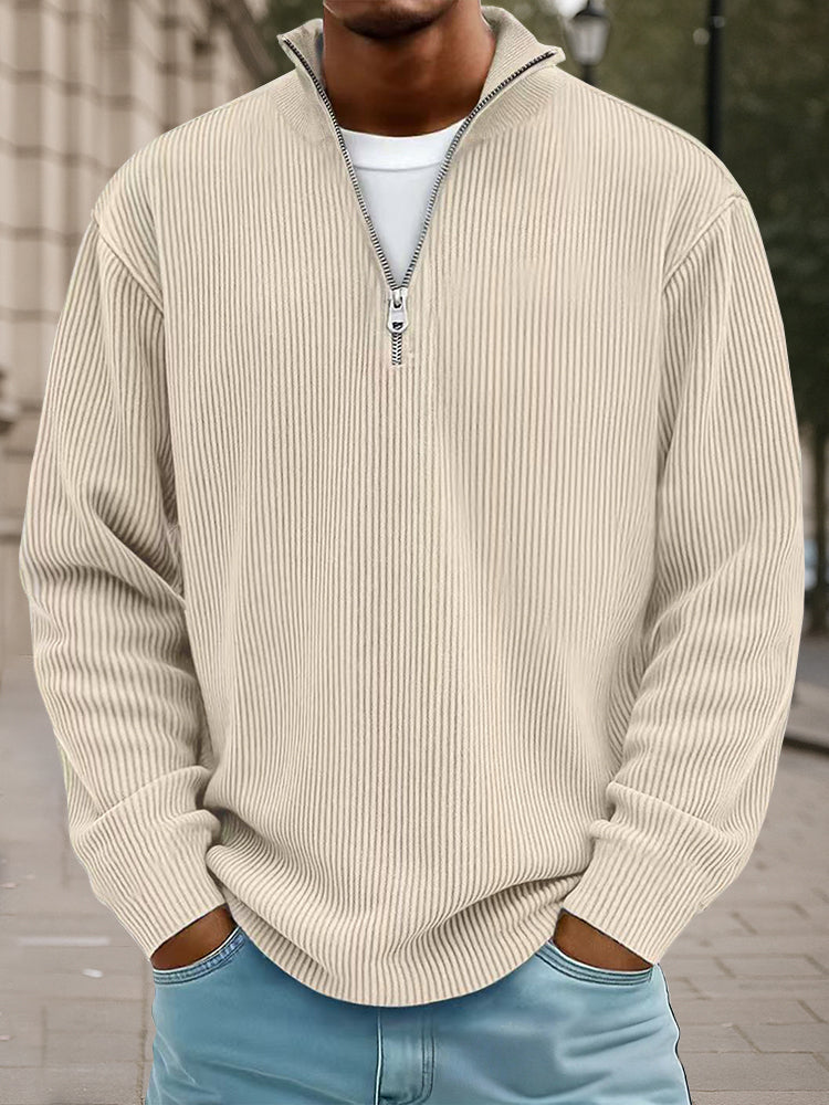 Sudadera Informal de Pana con Cuello Alto