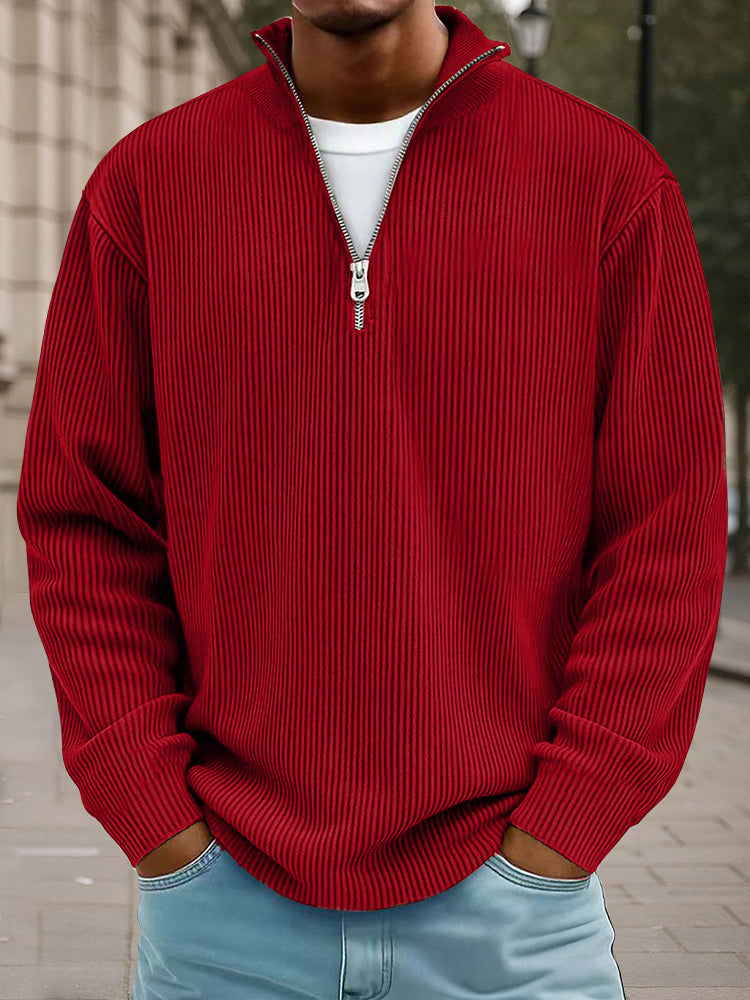 Sudadera Informal de Pana con Cuello Alto