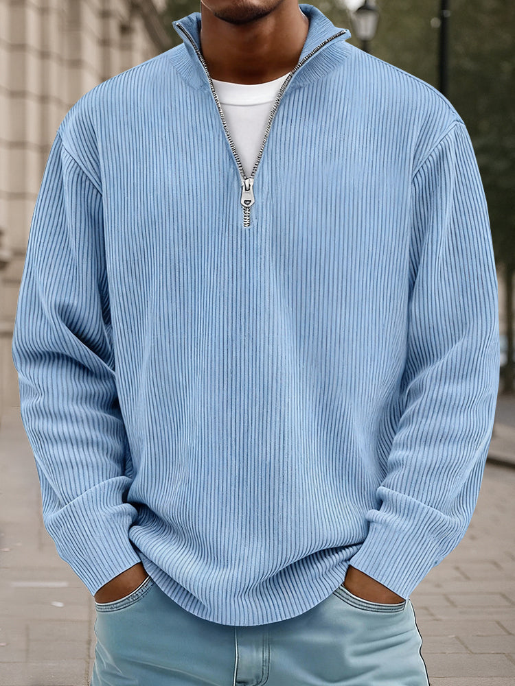 Sudadera Informal de Pana con Cuello Alto