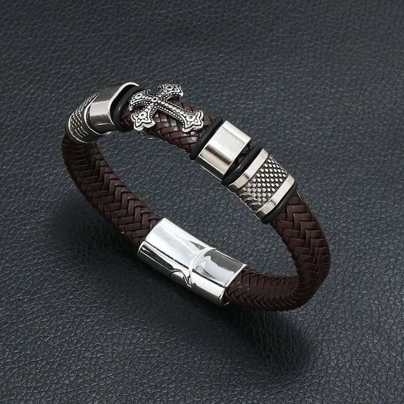 Pulsera de cuero para hombre con símbolo musical