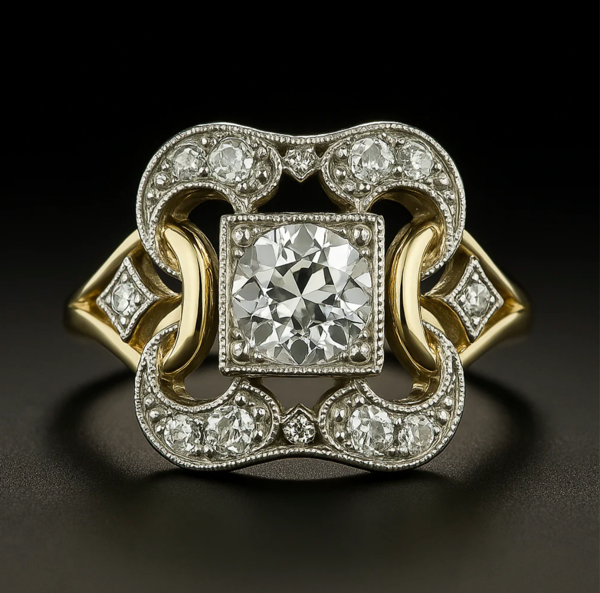 Anillo Dorado Vintage con Circonita