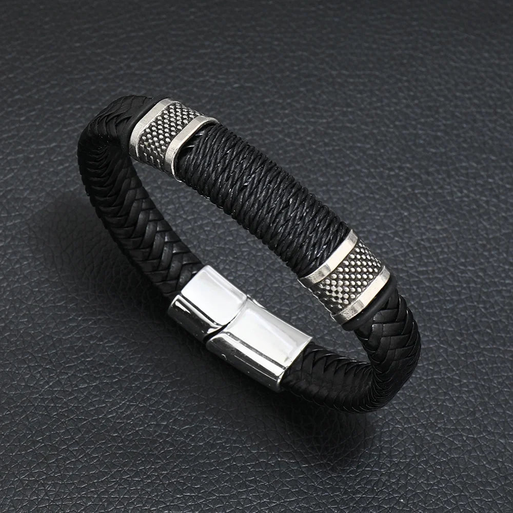 Pulsera de cuero para hombre con símbolo musical