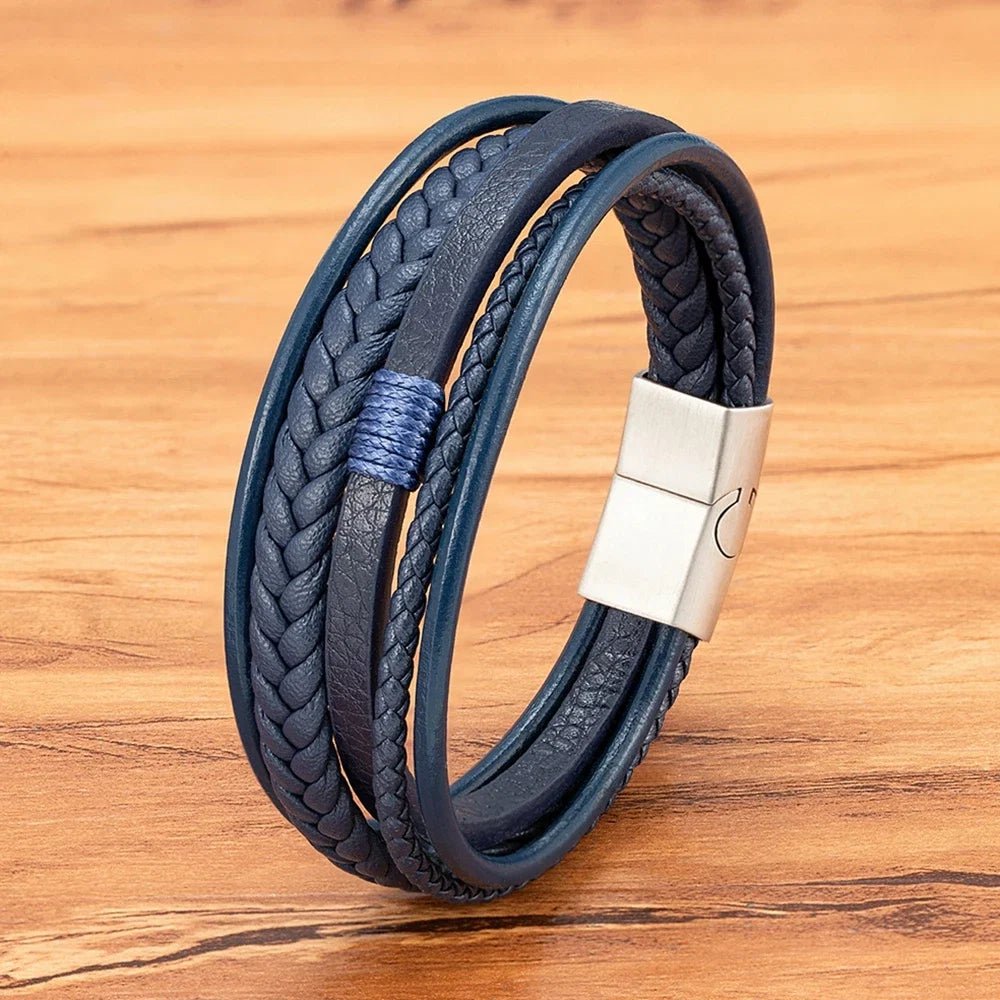 Pulsera de cuero trenzado para hombre