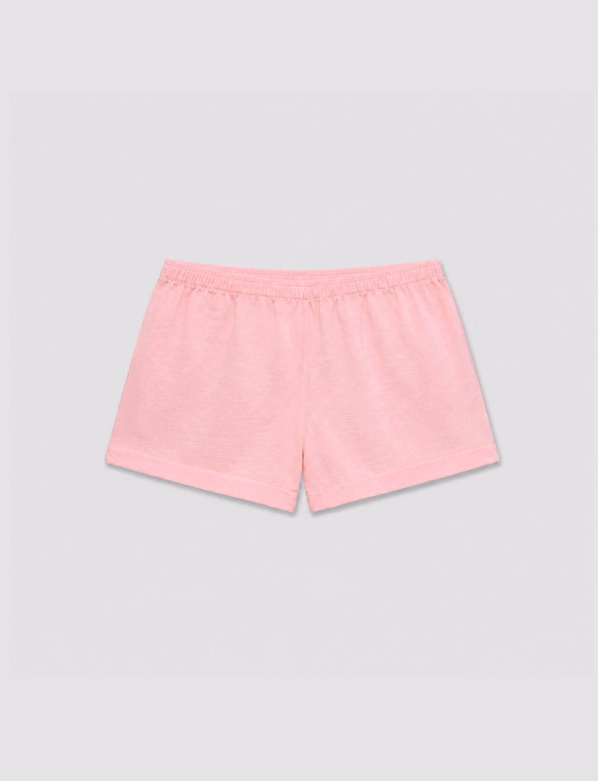Short rosa in lino con vita elasticizzata