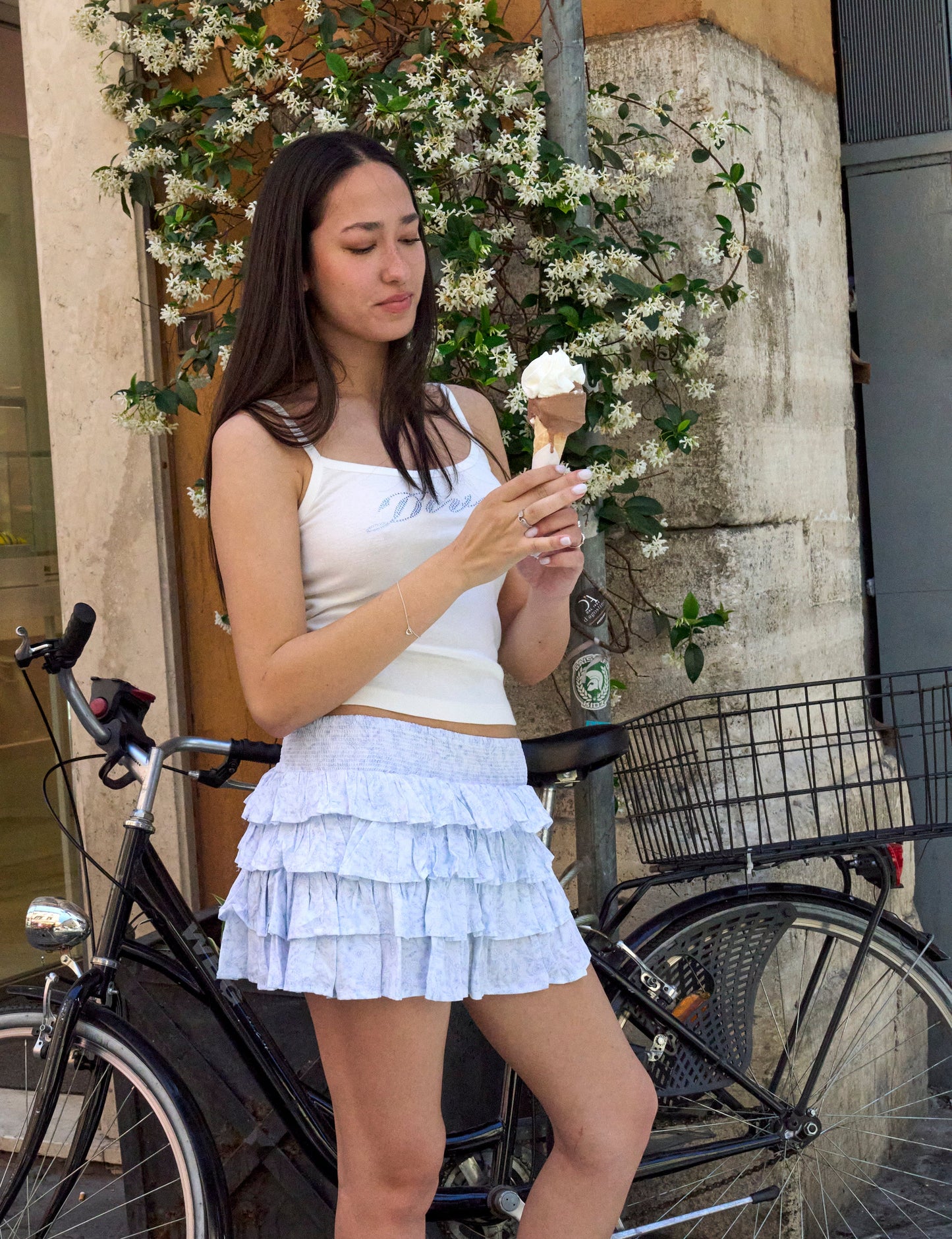 Skort azzurra a balze