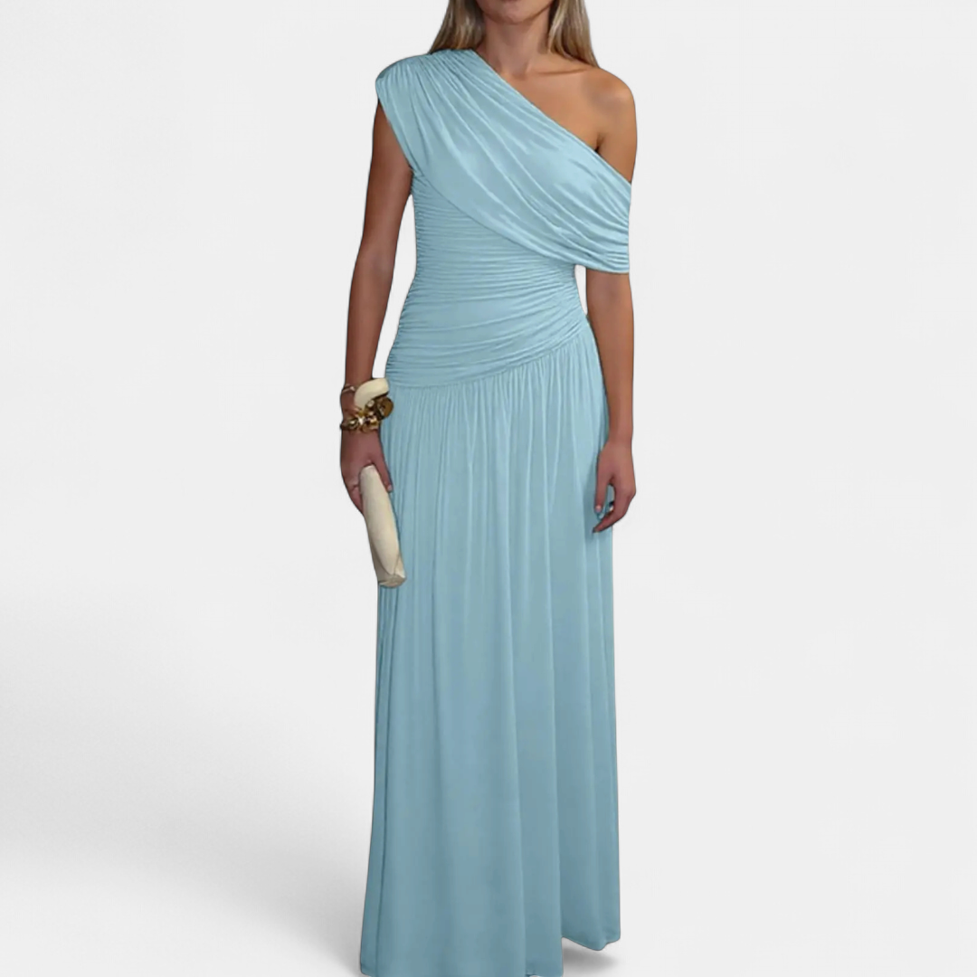 ROXANNE™ – Vestido liso plisado asimétrico