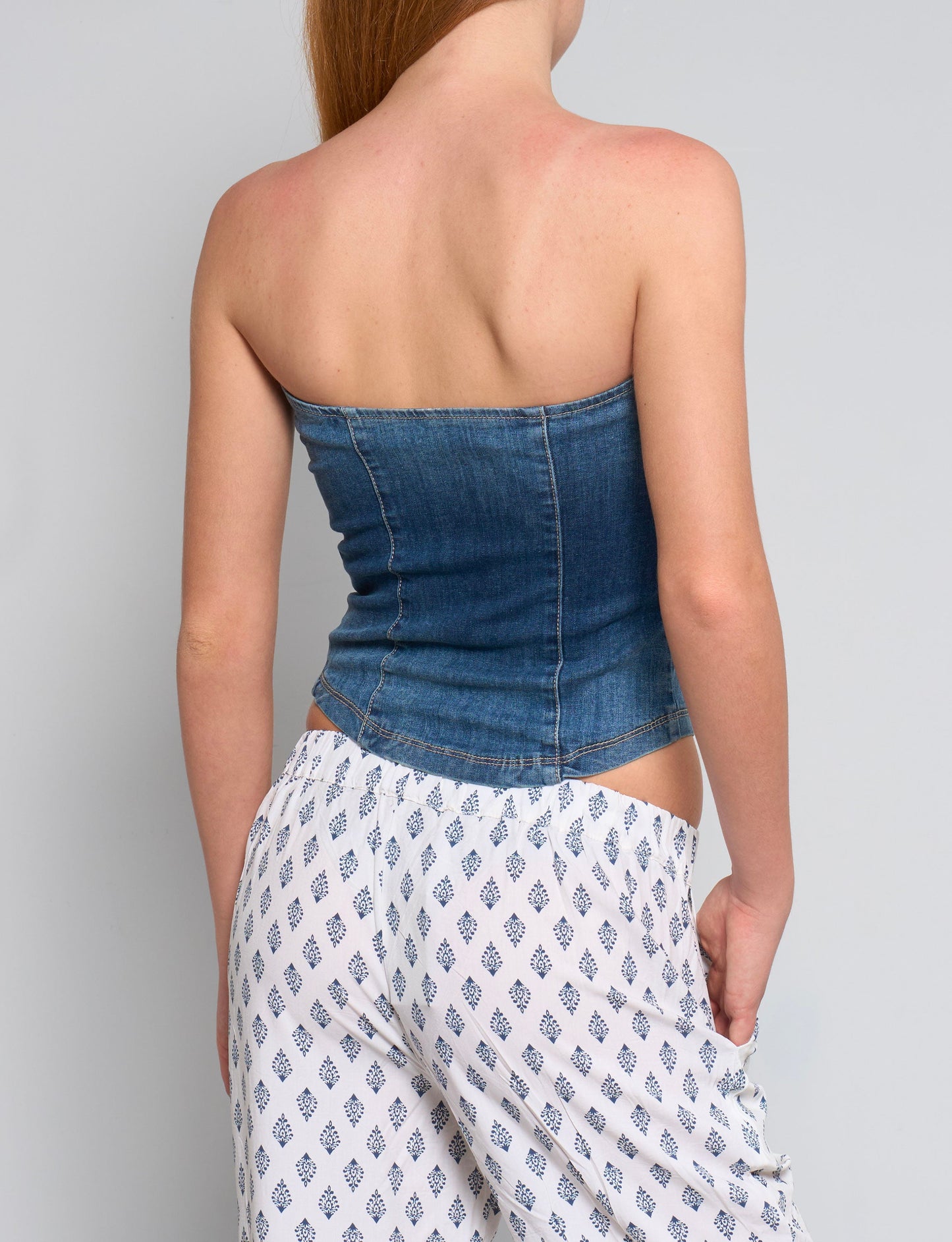 Julieta | Top denim elástico con bolsillos