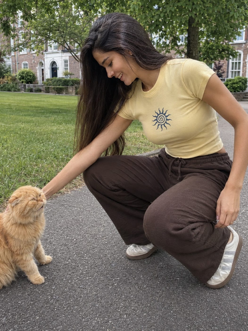 T-shirt gialla con stampa sole