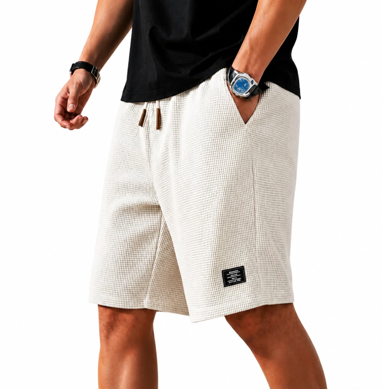 Varel | Bermuda Capri in tessuto waffle