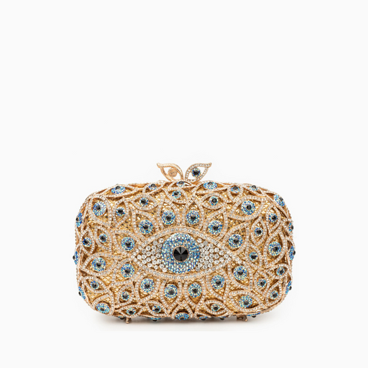 Bolso de Fiesta Ojo Turco de Cristal - Dorado