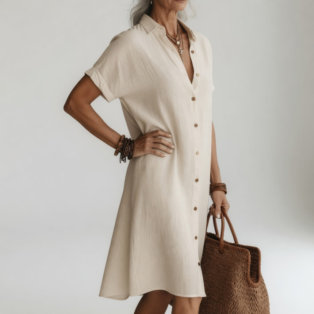 Évanélie — Premium atmungsaktives Midi-Hemdkleid