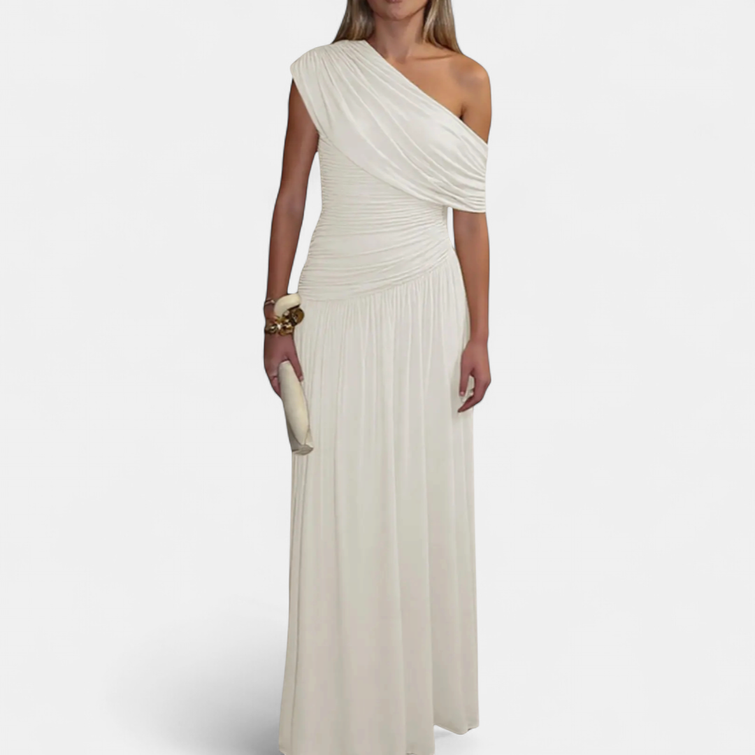 ROXANNE™ – Vestido liso plisado asimétrico