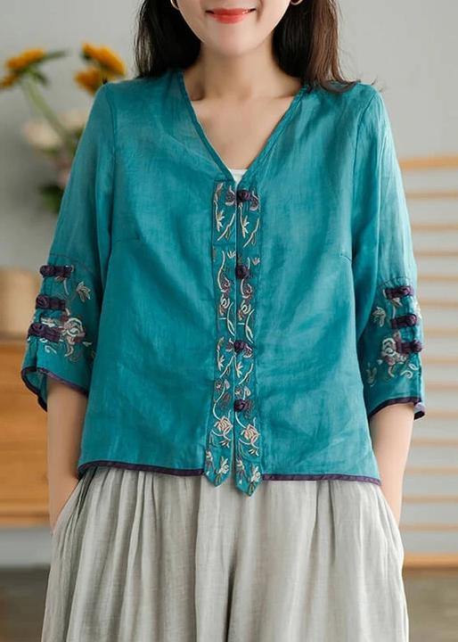 Cardigan giallo casual in fibra di ramia per donna, camicia ricamata